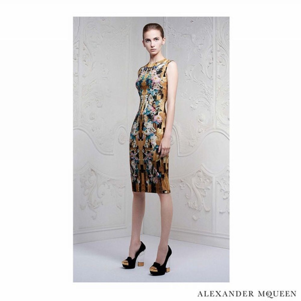 ALEXANDER MCQUEEN | 2013 Resort Hummingbird & Floral Print Fitted Dress